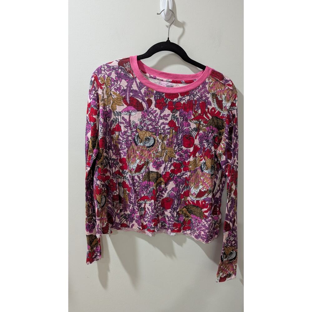 Maeve Anthropologie Caitlin Forest Owl Lone Sleeve Top NWT - Picture 2 of 6